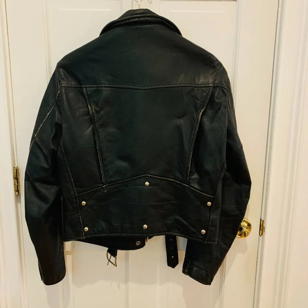 Vintage 90s Leather Biker Jacket Size Medium - Picture 12 of 15